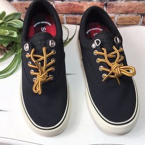💙Sperry Men’s Striper Storm Top Sider Black Canvas Sneaker